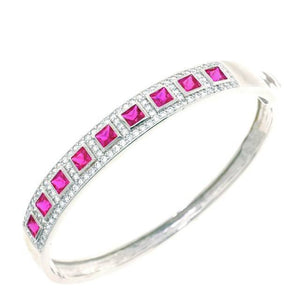 Pink CZ Crystal Bangle Bracelet