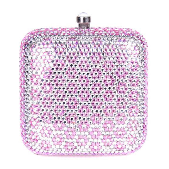 Pink Flower Swarovski Crystal Clutch