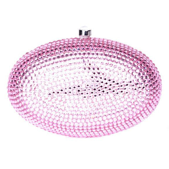 Pink Oval Swarovski Crystal Clutch