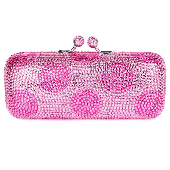 Pink Polka Dot Swarovski Crystal Clutch