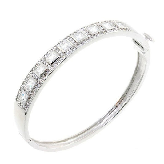 Princess Cut CZ Crystal Bangle Bracelet