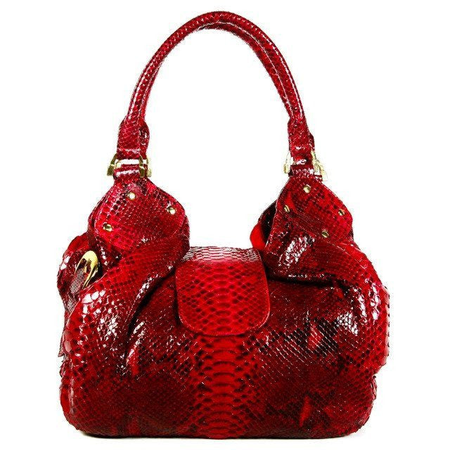 Red Hobo Python Bag