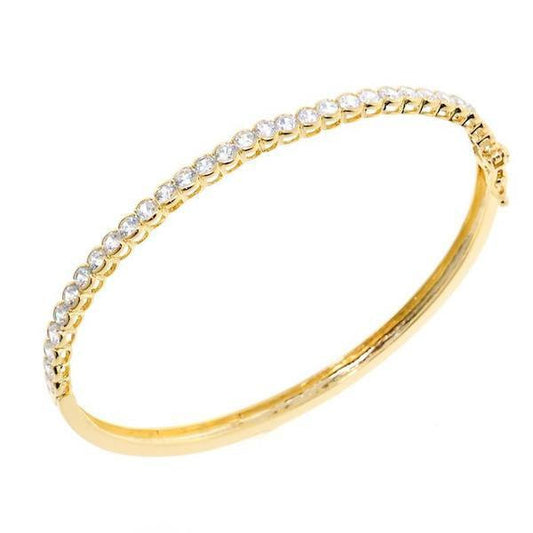 Round Cut Gold CZ Crystal Bangle Bracelet