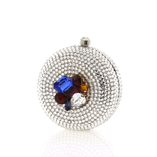 Round Multi-Color Cluster Swarovski Crystal Clutch