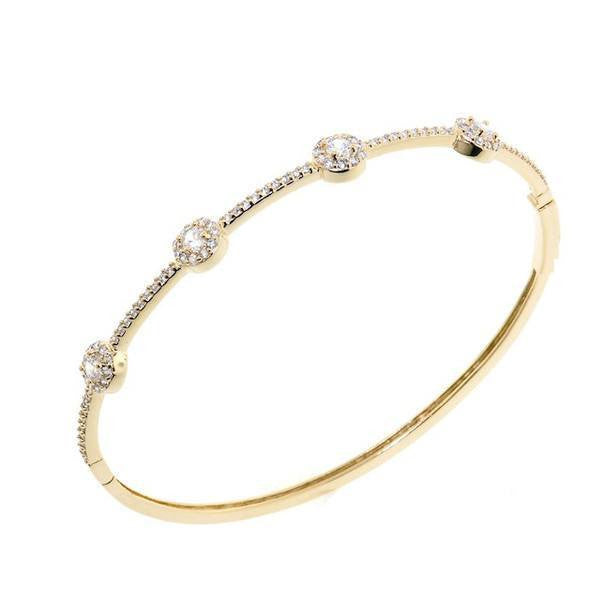 Round Treasure Style Gold CZ Crystal Bangle Bracelet