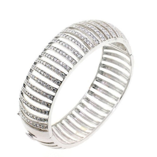 Silver See Me CZ Crystal Bangle Bracelet