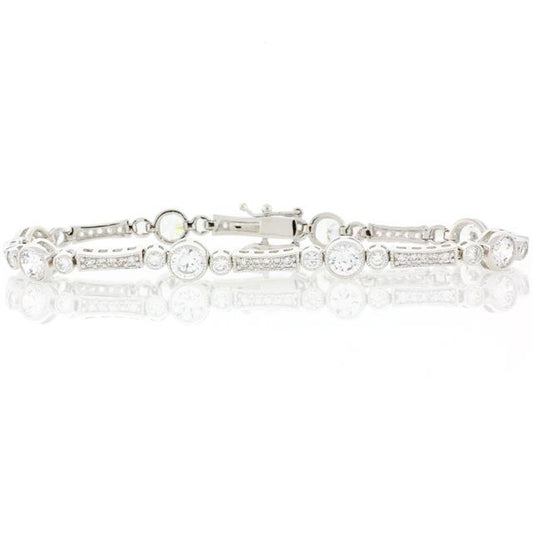 Silver and CZ Bezel Tennis Bracelet