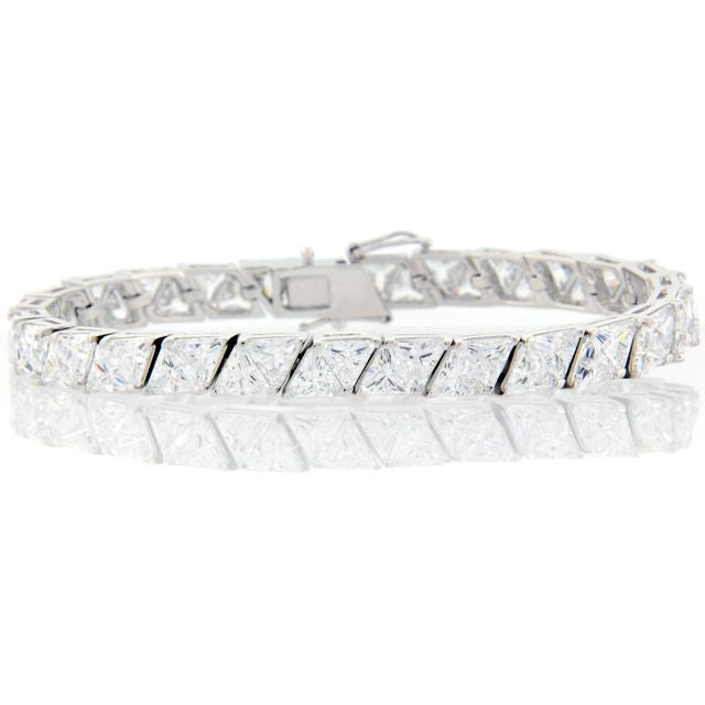 Silver and CZ Triangular Tennis Bracelet