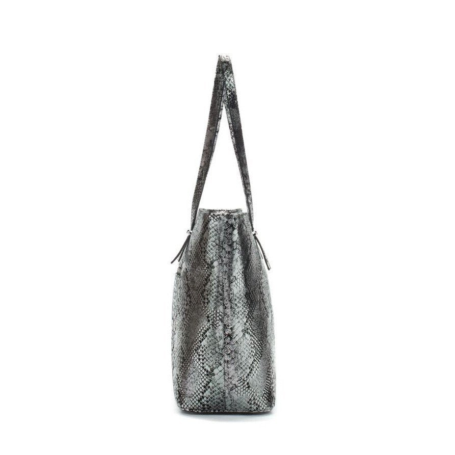 Silver and Black leather Tote Bag