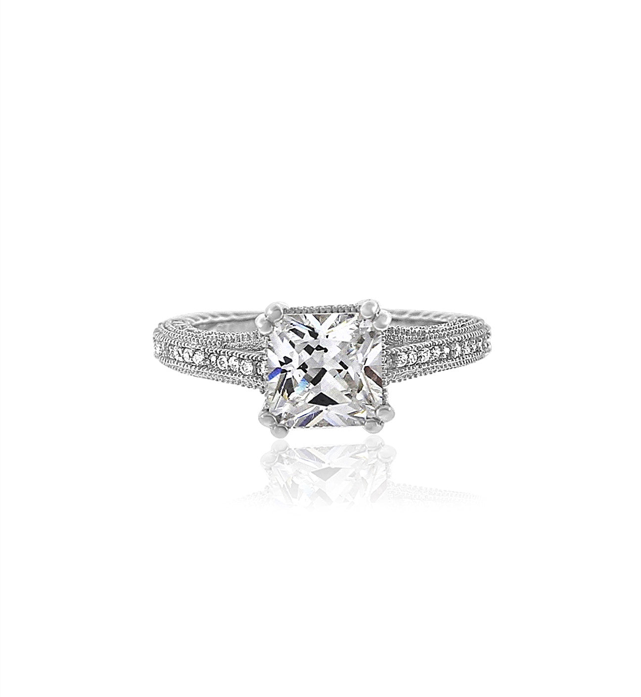 silver cushion cut cz ring