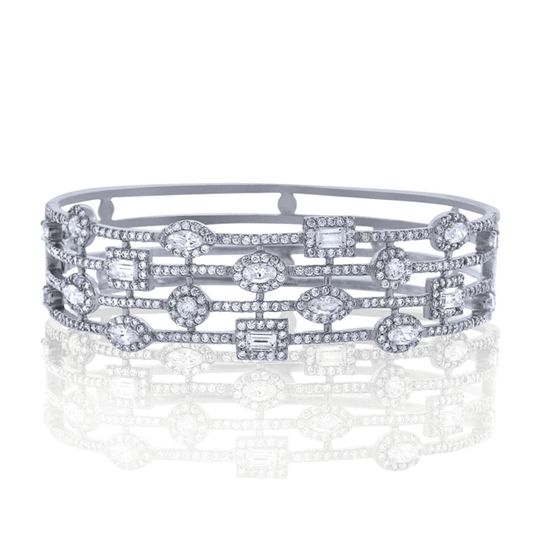 Silver CZ Cuff Bracelet 4 Row