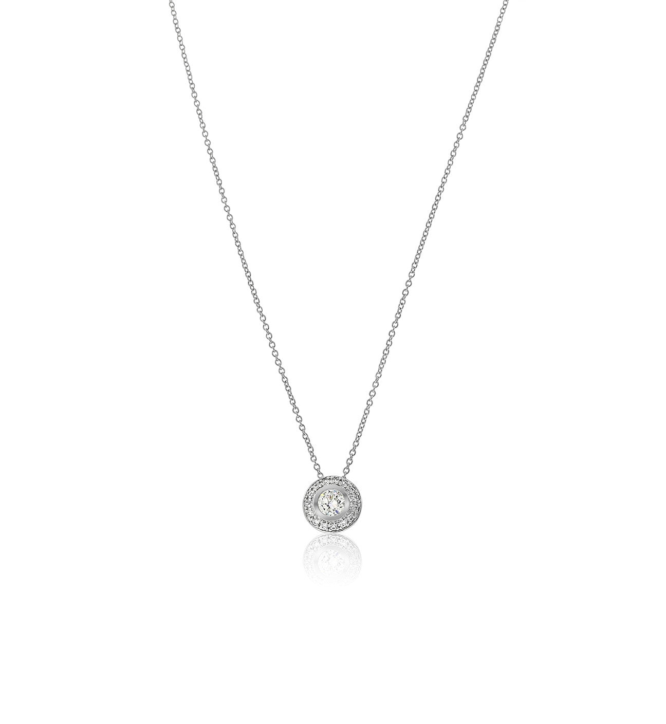 silver cz bezel set pendant necklace Schandra