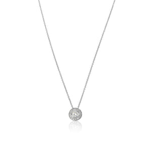 silver cz bezel set pendant necklace