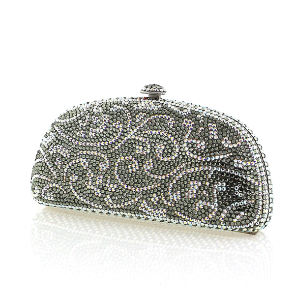 Gray with Aurora Borealis Swirl Swarovski Crystal Clutch