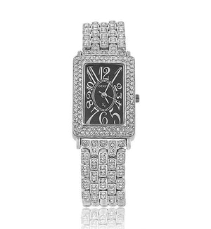 Silver Rectangle Swarovski Crystal Designer Watch