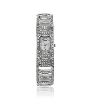 Silver Small Swarovski Crystal Pearl Face Designer Watch