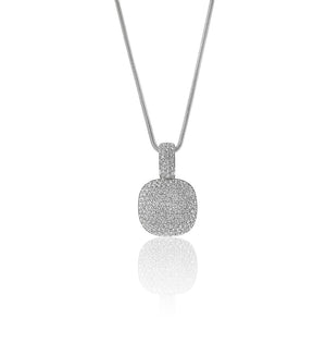 silver swarovski crystal pendant necklace pave