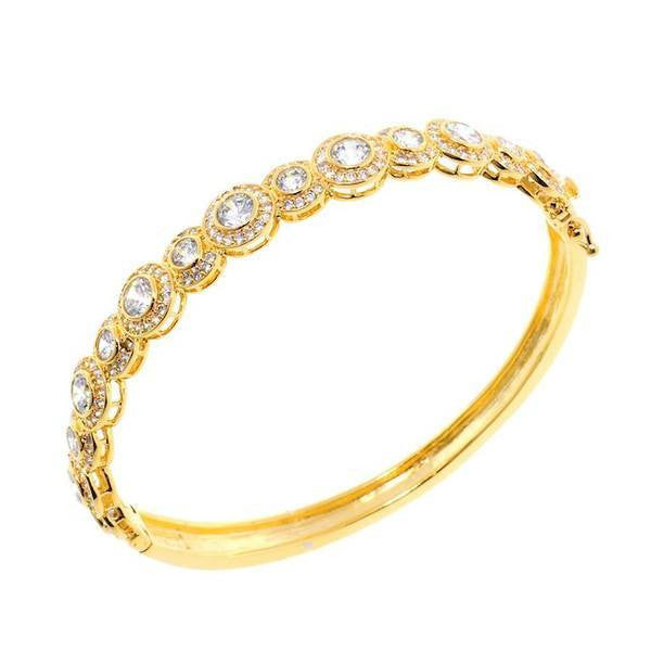 Stunning Double Set Gold CZ Crystal Bangle Bracelet