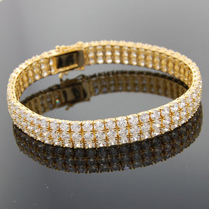 Triple Row CZ Gold Plated Bracelet